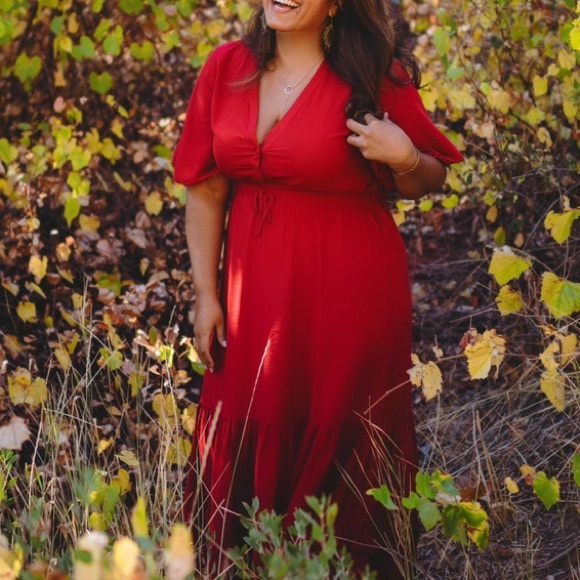 Short Sleeve V Neck Casual Bohemian Maxi Dress - Picture 7 of 8